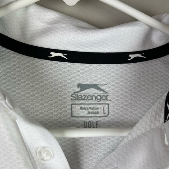 Slazenger Womens White Collared Logo Sleeve Golf Polo Womens Size Large - Picture 3 of 4